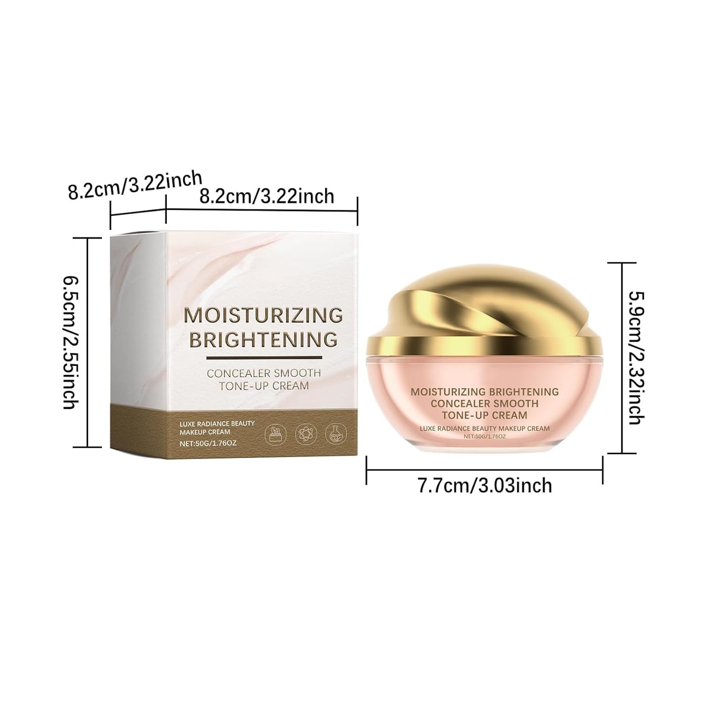 Feuchtigkeitsspendende Concealer Creme, Smooth Tone-Up Cream, Concealer Beauty Cream, Beauty Skin Plain Cream, Refreshing Concealer Invisible Pores Lazy Cream, 50 G