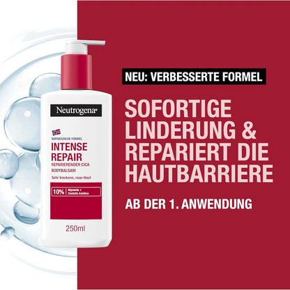 Neutrogena Norwegische Formel Intense Repair Reparierender CICA Bodybalsam 250 Ml Körperlotion Für Eine Sofortige Linderung Und Mehr Feuchtigkeit Bei Sehr Trockener, Rauer Haut