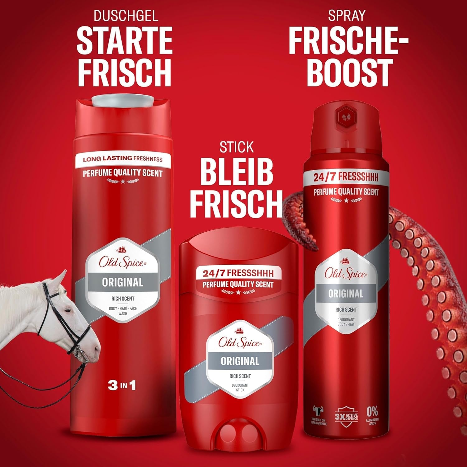 Old Spice Original 3-In-1 Mehrzweck-Shampoo Für Haar, Gesicht Und Körper 250 Ml, Langanhaltende Frische, Duft Von Parfümqualität, Tiefenreinigung