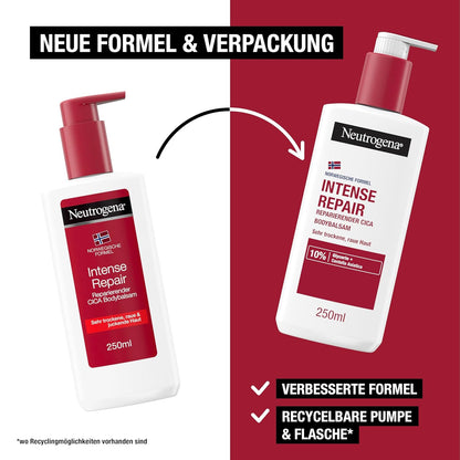 Neutrogena Norwegische Formel Intense Repair Reparierender CICA Bodybalsam 250 Ml Körperlotion Für Eine Sofortige Linderung Und Mehr Feuchtigkeit Bei Sehr Trockener, Rauer Haut