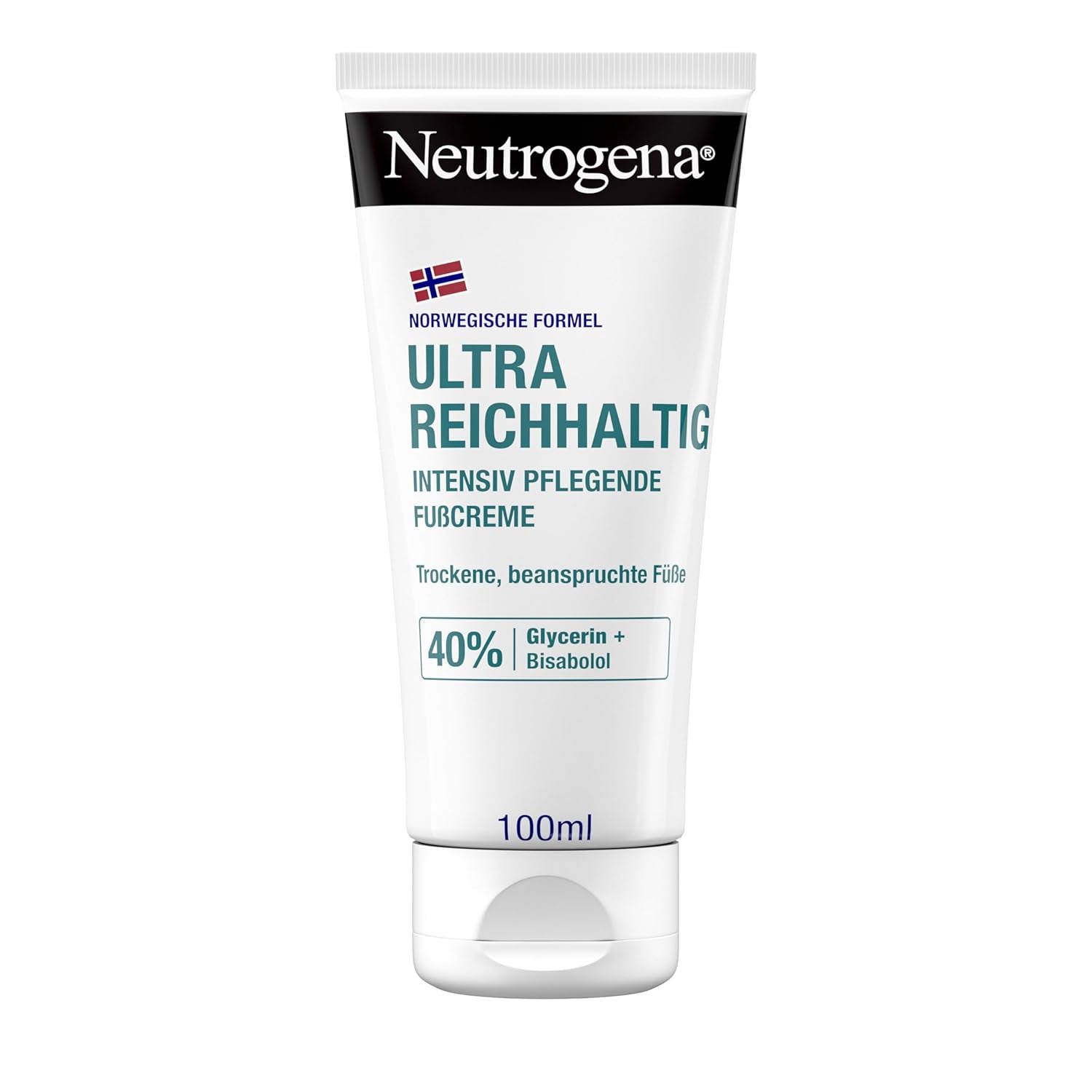 Neutrogena Ultra Reichhaltige Fußcreme, Nicht Fettende Fußpflege Creme Mit 40Prozent Glycerin + Bisabolol, Schnell Einziehende Feuchtigkeitscreme Für Trockene Und Beanspruchte Füße 100 Ml