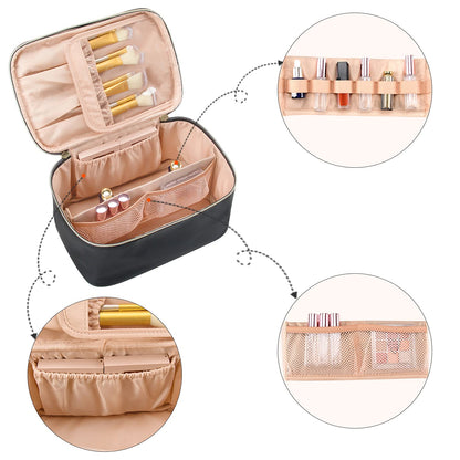 Kosmetiktasche Damen, Groß Make up Tasche Reise Kosmetikkoffer Für Frauen Travel Makeup Bag Cosmetic Bag Mit Griff Und Teiler