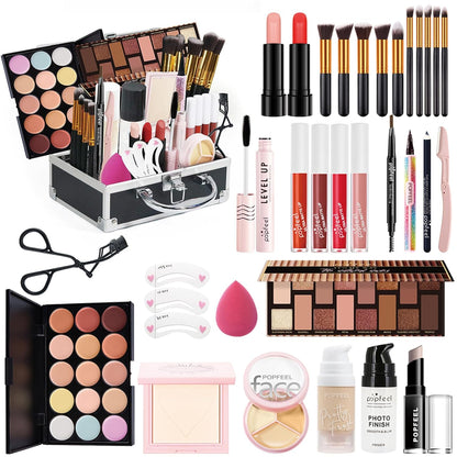 Xmas Make-Up Sets Multifunktions Exquisite Makeup Geschenkset Kosmetik Für Gesicht, Augen Und Lippen - Schmink Beauty Kit Mit Lidschatten Palette Lippenstift Concealer Puder Rouge Mascara