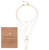 Boho Multi-Layer Moon Necklace - Elegant Gold Wafer Pendant for Women