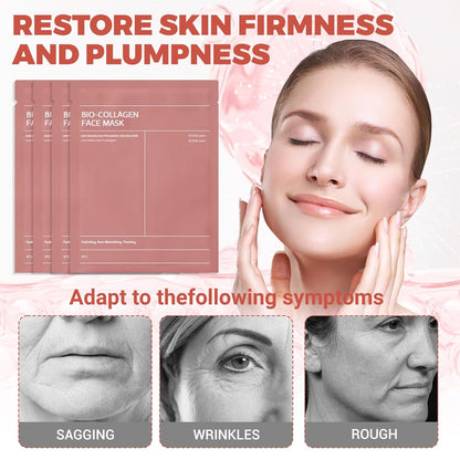 Bio Collagen Mask Korean, Koreanische Gesichtsmaske, Glass Skin Mask, Overnight Collagen, Feuchtigkeitsmaske Gesicht, Feuchtigkeitsspendend, Lifting Und Anti-Aging, 4 Stück