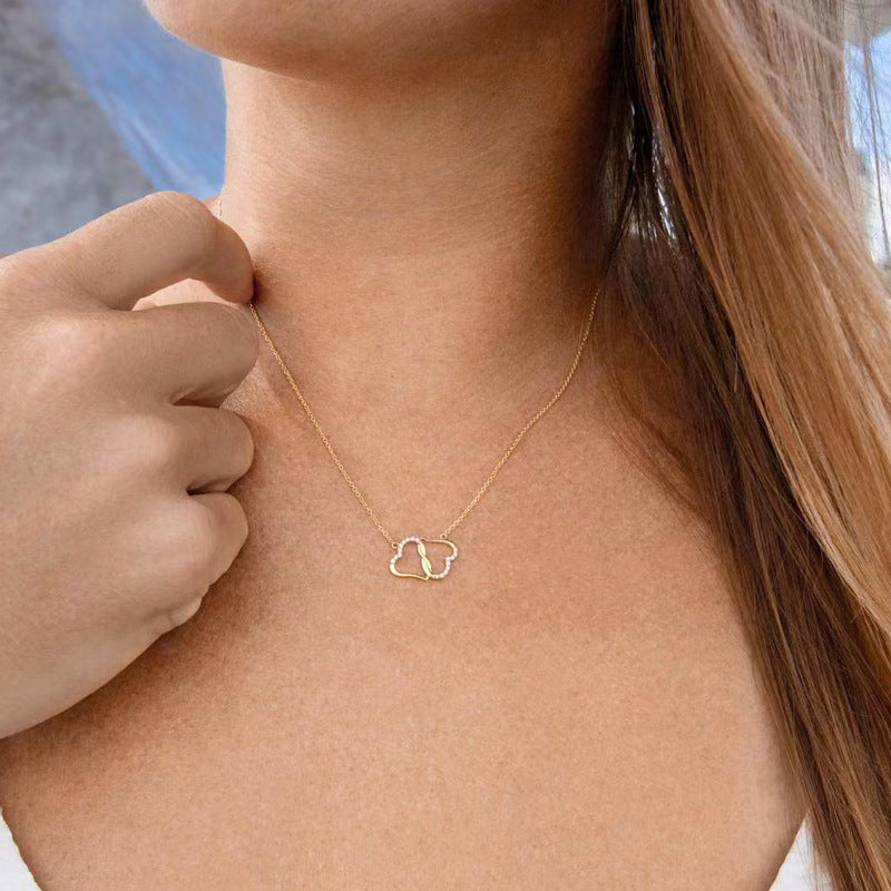 Zircon Double Heart Necklace - Sparkling Rhinestone Love Pendant Gift for Her