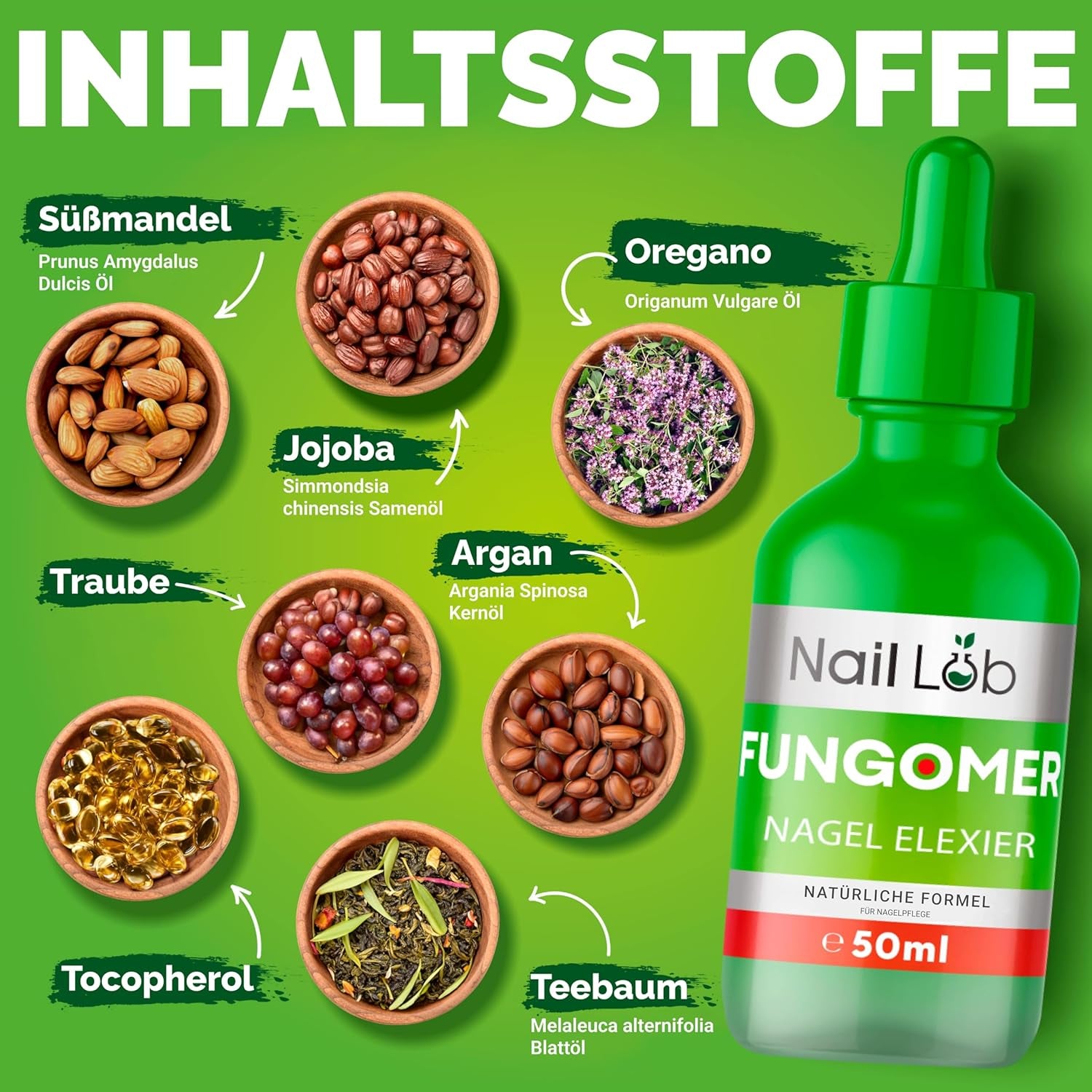 Fungomer Nagel-Elixier - Repariert Beschädigte Und Verfärbte Nägel - 50Ml - Enthält Teebaumöl, Geeignet Für Finger- Und Zehennägel Extra Stark - Kostenloser 3Ml Nagelstift + Nagelfeile