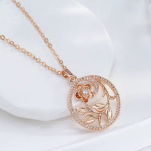 Hot 585 Rose Gold Hollow Flowers Necklace for Women Fashion Natural Zircon Wedding Party Daily Ethnic Jewelry 2023 New