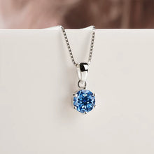 Joycejelly 1 CT Real Moissanite Pendant Necklace for Women Royal Blue Color Moissanite 925 Sterling Silver Wedding Fine Jewelry