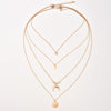 Boho Multi-Layer Moon Necklace - Elegant Gold Wafer Pendant for Women