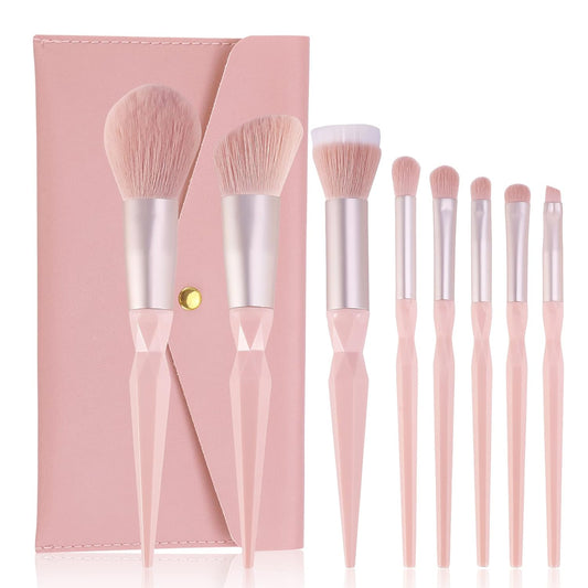 Veganes Make up Pinsel Set Professional, Diamant Make up Pinsel Set Mit Handtasche, Rosa Kosmetikpinsel Make up Set, Bunte Make up Pinsel Vegan, Rosa Make up Pinsel Set. (Re.P)