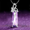Aesthetic Purple CZ Women'S Necklace Marquise/Square/Water Drop/Flower Pendant Luxury Fashion Female Wedding Jewelry 2021