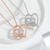 Zircon Double Heart Necklace - Personalized Titanium Jewelry for Women
