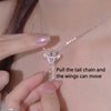 Moving Angel Wings Cupid Necklace - Crystal Heart Tassel Jewelry for Women