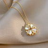 Stainless Steel Clover Necklace - Luxury Crystal Heart Pendant for Women