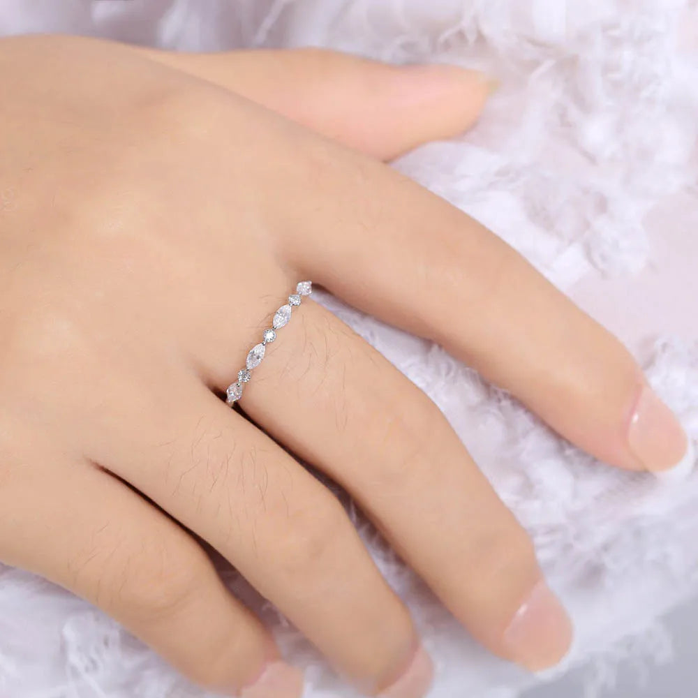 Chic Thin Rings with Cubic Zirconia for Women Simple Stylish Daily Wear Finger Accessories Stackable Statement Jewelry