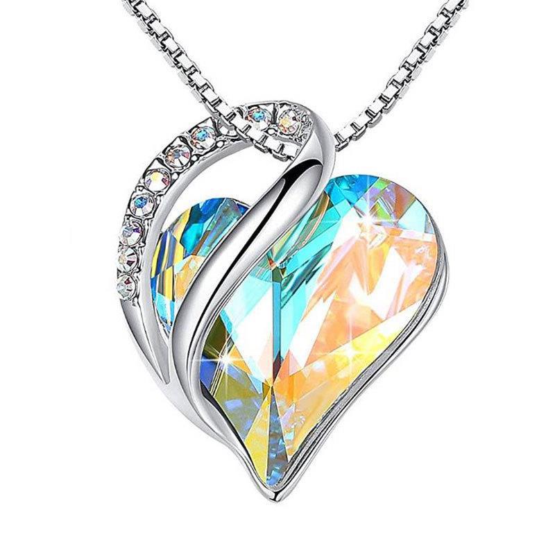 Genuine 925 Sterling Silver Heart Necklace - Geometric Clavicle Chain for Women
