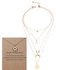 Boho Multi-Layer Moon Necklace - Elegant Gold Wafer Pendant for Women