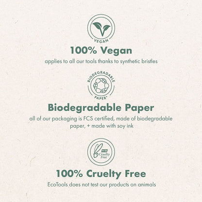 Ecotools Core Five Make-Up-Pinsel- Und Schwamm-Set, Für Lidschatten, Rouge, Bronzer, Eyeliner Und Foundation, Make-Up Blending Schwamm, Pinsel Essentials, 5-Teiliges Set