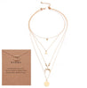Boho Multi-Layer Moon Necklace - Elegant Gold Wafer Pendant for Women