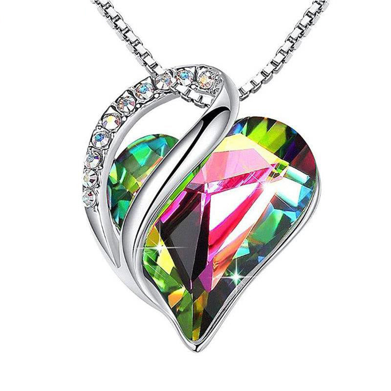 Genuine 925 Sterling Silver Heart Necklace - Geometric Clavicle Chain for Women