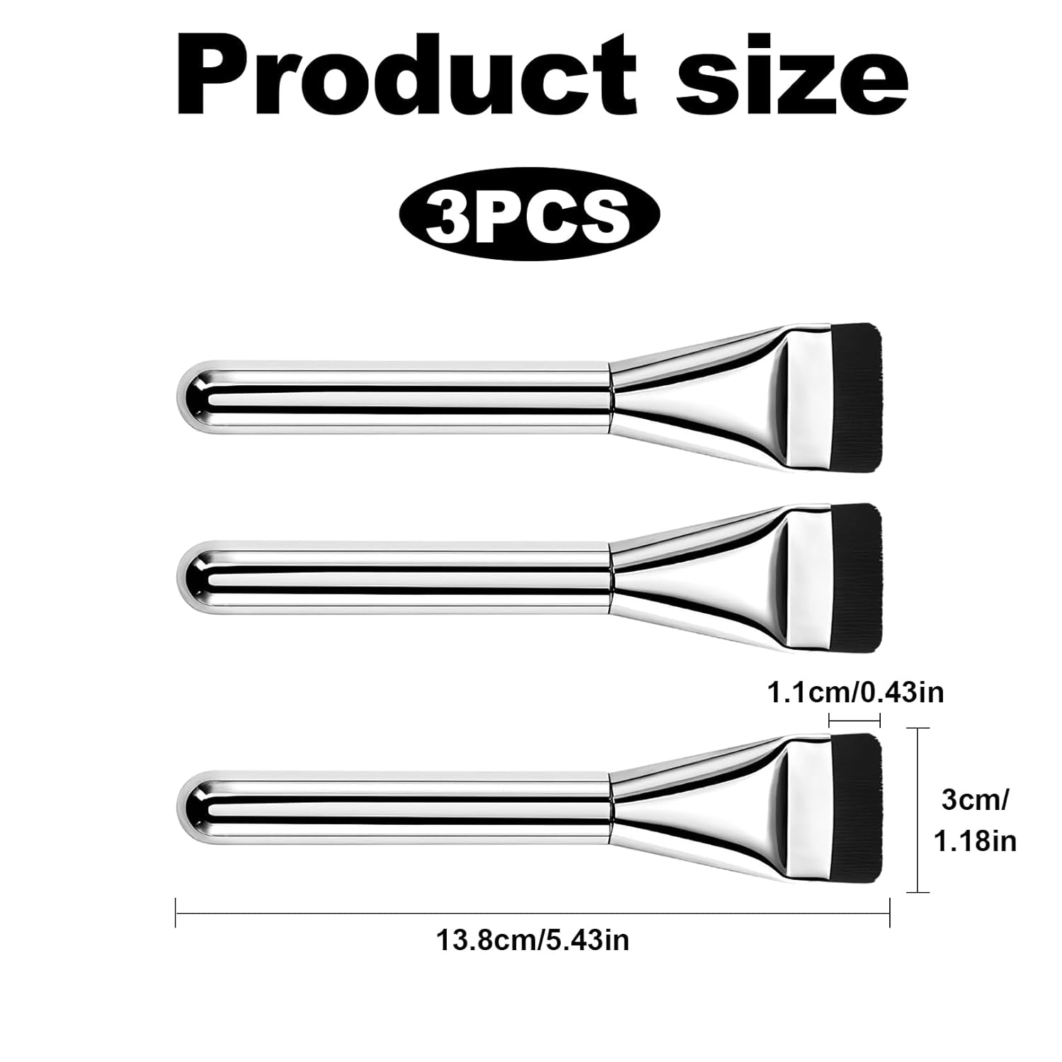 3-Teiliges Concealer Pinsel Set, Ultra-Dünne Foundation-Pinsel, Silber, Synthetisch, Kunsthaar, Make-Up-Set, Makeup Brush