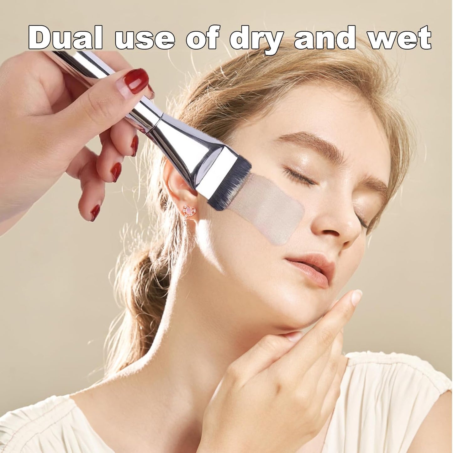 3-Teiliges Concealer Pinsel Set, Ultra-Dünne Foundation-Pinsel, Silber, Synthetisch, Kunsthaar, Make-Up-Set, Makeup Brush