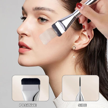 3-Teiliges Concealer Pinsel Set, Ultra-Dünne Foundation-Pinsel, Silber, Synthetisch, Kunsthaar, Make-Up-Set, Makeup Brush