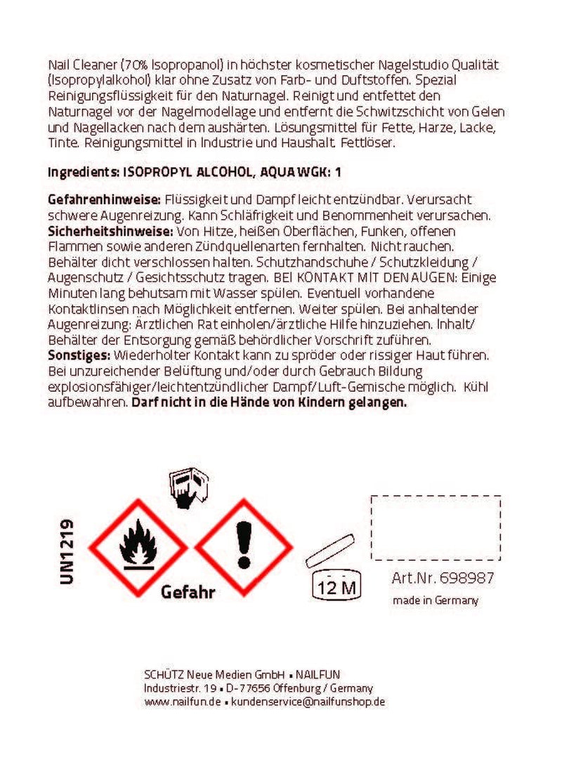 1 Liter Nail Cleaner = 1000Ml Spezial Nagel-Reiniger Cleaner Entfetter