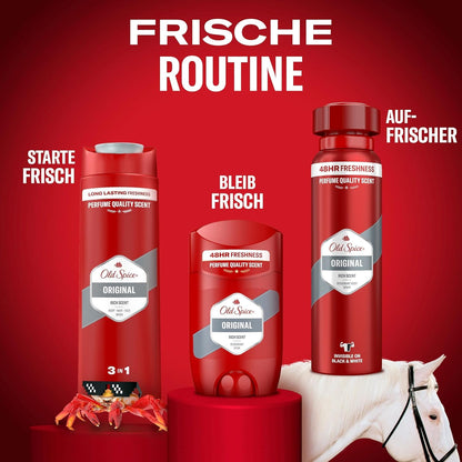 Old Spice Original 3-In-1 Mehrzweck-Shampoo Für Haar, Gesicht Und Körper 250 Ml, Langanhaltende Frische, Duft Von Parfümqualität, Tiefenreinigung