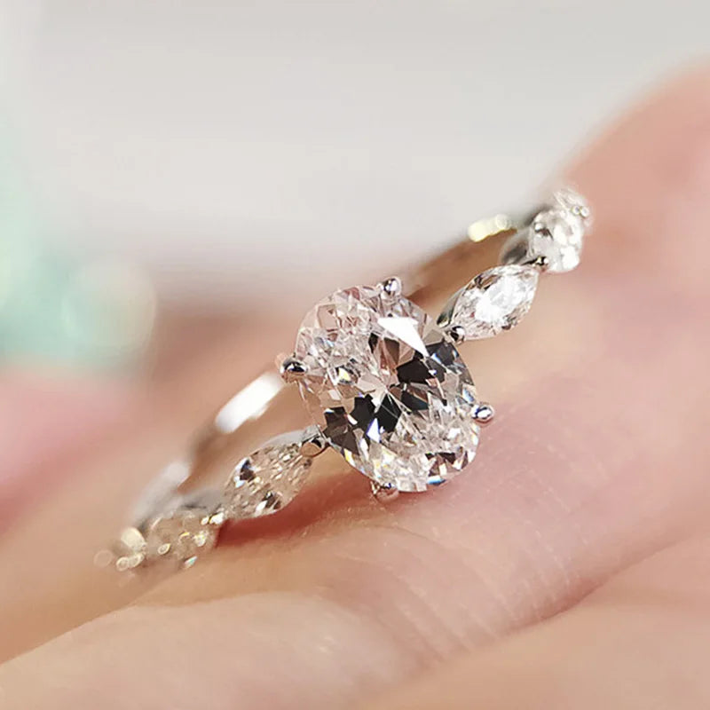 Dainty Women Engagement Rings AAA Cubic Zircon Silver Color Delicate Proposal Ring for Lover High Quality Wedding Jewelry