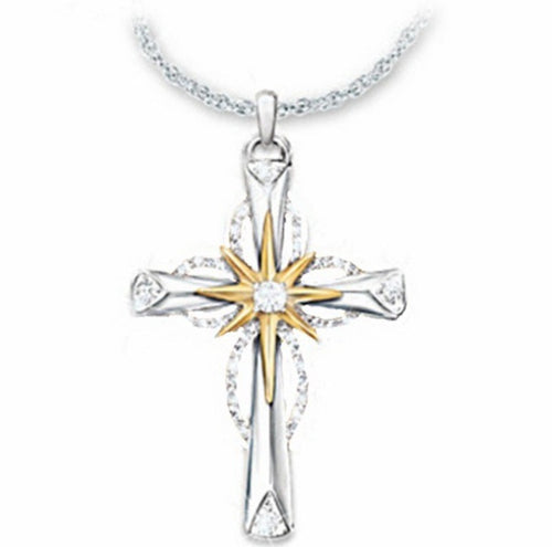 Octagonal Star Cross Necklace - Vintage Alloy Pendant Jewelry for Women
