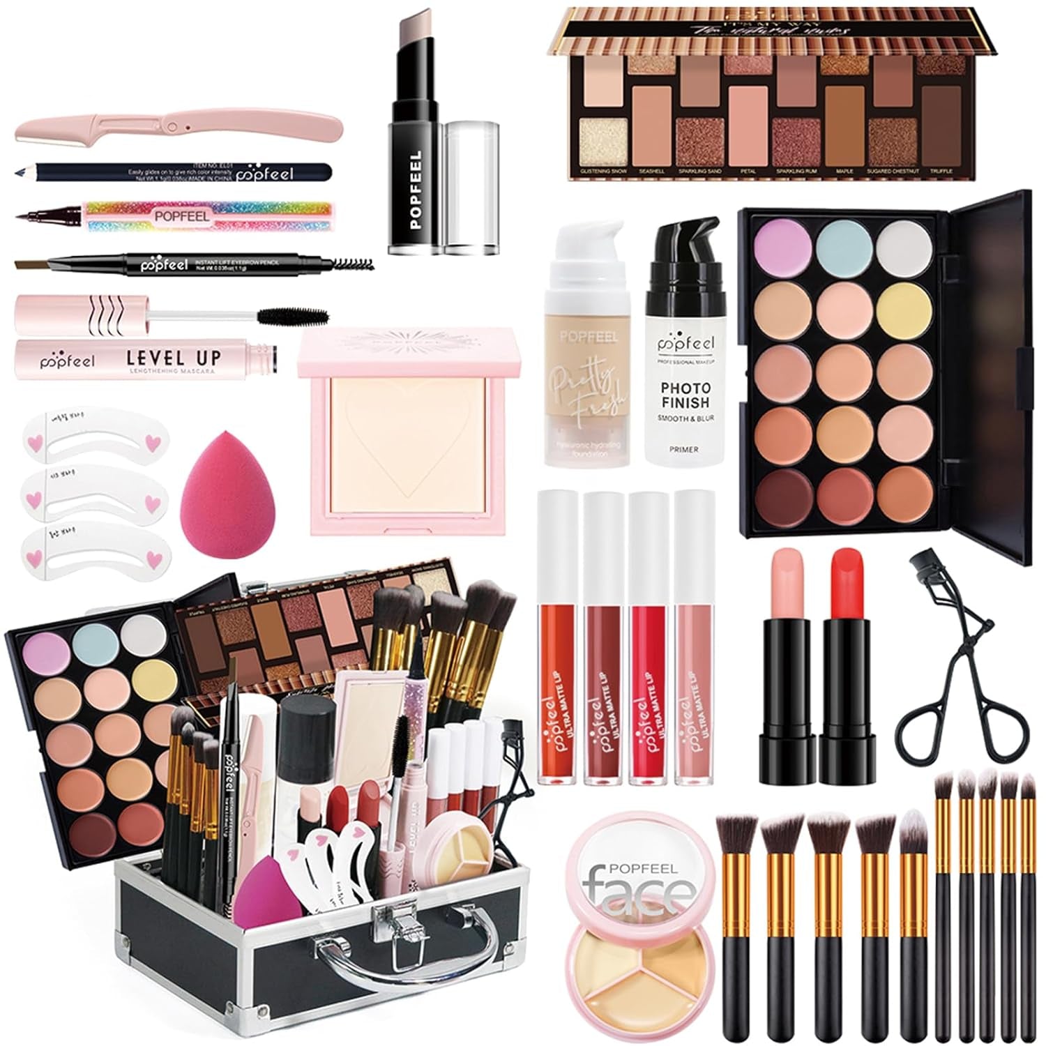 Xmas Make-Up Sets Multifunktions Exquisite Makeup Geschenkset Kosmetik Für Gesicht, Augen Und Lippen - Schmink Beauty Kit Mit Lidschatten Palette Lippenstift Concealer Puder Rouge Mascara
