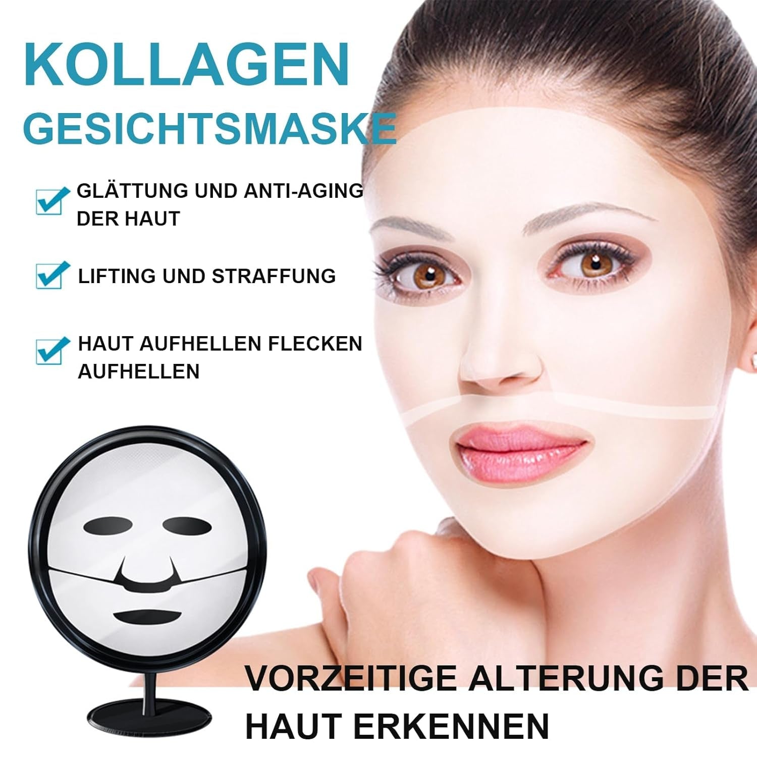 Korean Bio-Collagen Real Deep Mask, Hydrating Collagen Mask Overnight, Anti-Aging Kollagen Gesichtsmaske, Collagen Reverse Film Volume Peel off Mask,Lösliche Kollagen-Ergänzungsfolie Gesichtsmaske (6)
