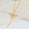 Moving Angel Wings Cupid Necklace - Crystal Heart Tassel Jewelry for Women