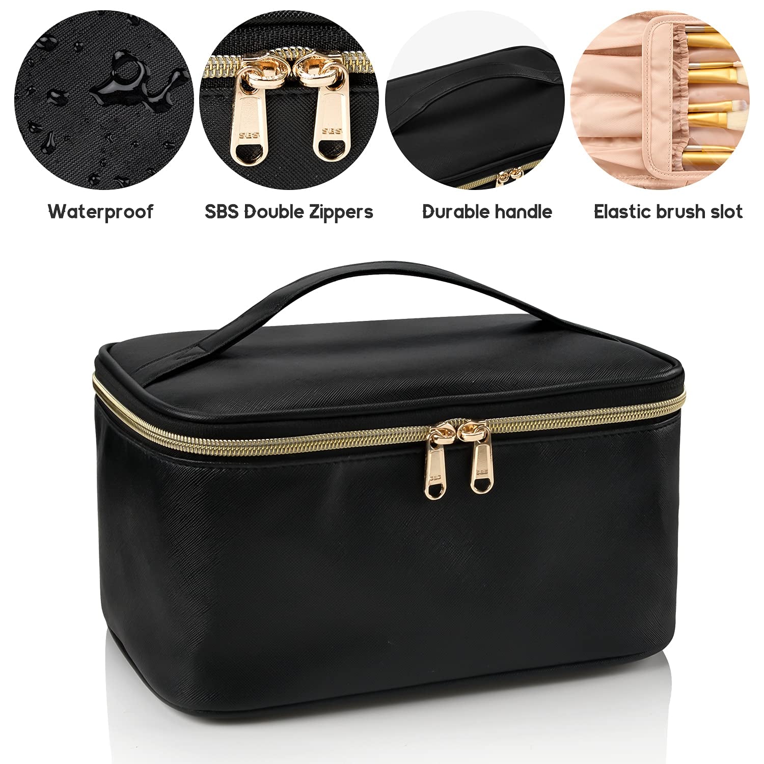 Kosmetiktasche Damen, Groß Make up Tasche Reise Kosmetikkoffer Für Frauen Travel Makeup Bag Cosmetic Bag Mit Griff Und Teiler