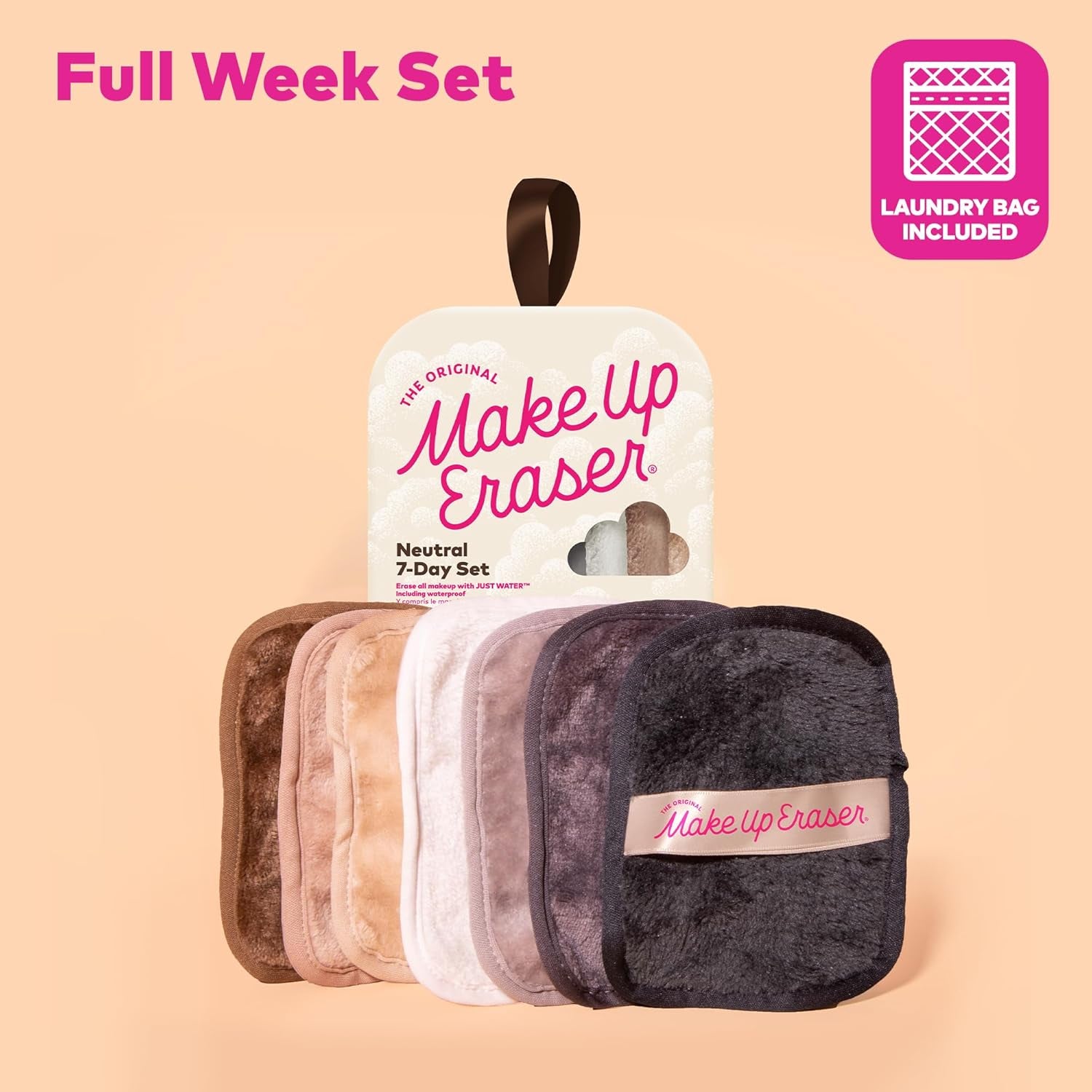 The Original Makeup Eraser, 7-Tage-Set, Entfernt Sämtliches Make-Up Nur Mit Wasser, Einschließlich Wasserfester Wimperntusche, Eyeliner, Foundation, Lippenstift Und Mehr!