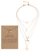 Boho Multi-Layer Moon Necklace - Elegant Gold Wafer Pendant for Women