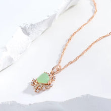 Trend Crystal Flower Pendant Necklace for Women 585 Rose Gold Color Green Natural Zircon Accessories Fine Daily Jewelry