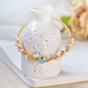 Vintage Gold Braided Pearl Bracelet - Handmade Gold-Plated Cuff for Women