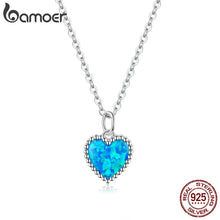 Deep Blue Heart Necklace for Women 925 Sterling Plated Platinum Translucent Opal Luxury Brand Jewelry 2020 Mode SCN413