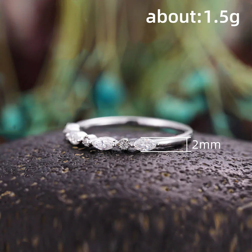 Chic Thin Rings with Cubic Zirconia for Women Simple Stylish Daily Wear Finger Accessories Stackable Statement Jewelry