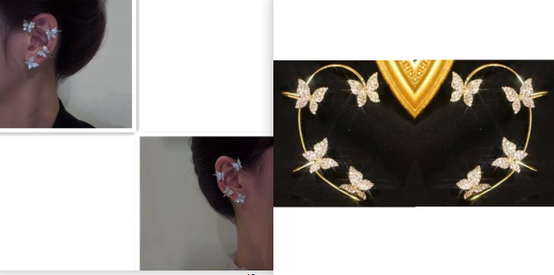 Butterfly Ear Clip & Hook Earrings - Non-Piercing Fashion Jewelry