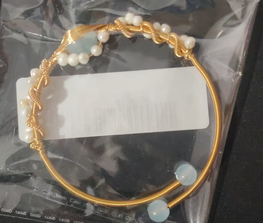 Vintage Gold Braided Pearl Bracelet - Handmade Gold-Plated Cuff for Women
