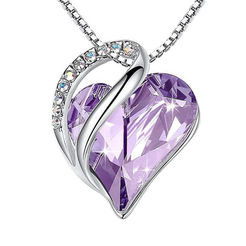 Genuine 925 Sterling Silver Heart Necklace - Geometric Clavicle Chain for Women