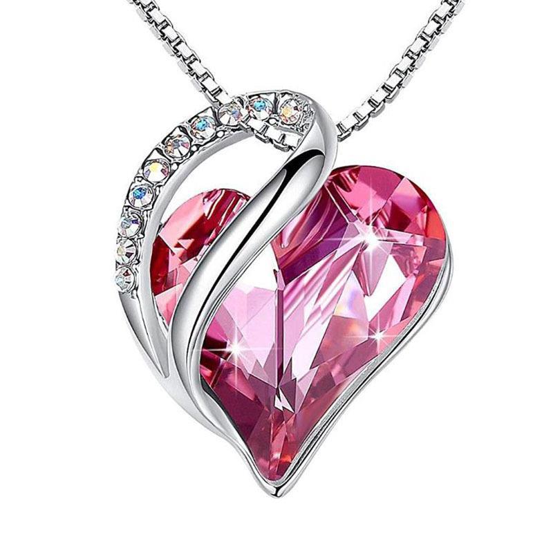 Genuine 925 Sterling Silver Heart Necklace - Geometric Clavicle Chain for Women