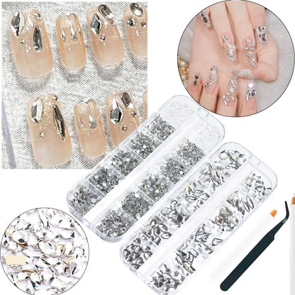 2680Stk Glitzersteine Gesicht Selbstklebend Klein, Kristallrhinestones Mit Glitzersteine Runde Gems, Nagelkunst Strass Nagel Steinchen, Nagel Steine Kristall Klar Für Nägel Pick up Stift+ Pinzette