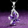 Aesthetic Purple CZ Women'S Necklace Marquise/Square/Water Drop/Flower Pendant Luxury Fashion Female Wedding Jewelry 2021
