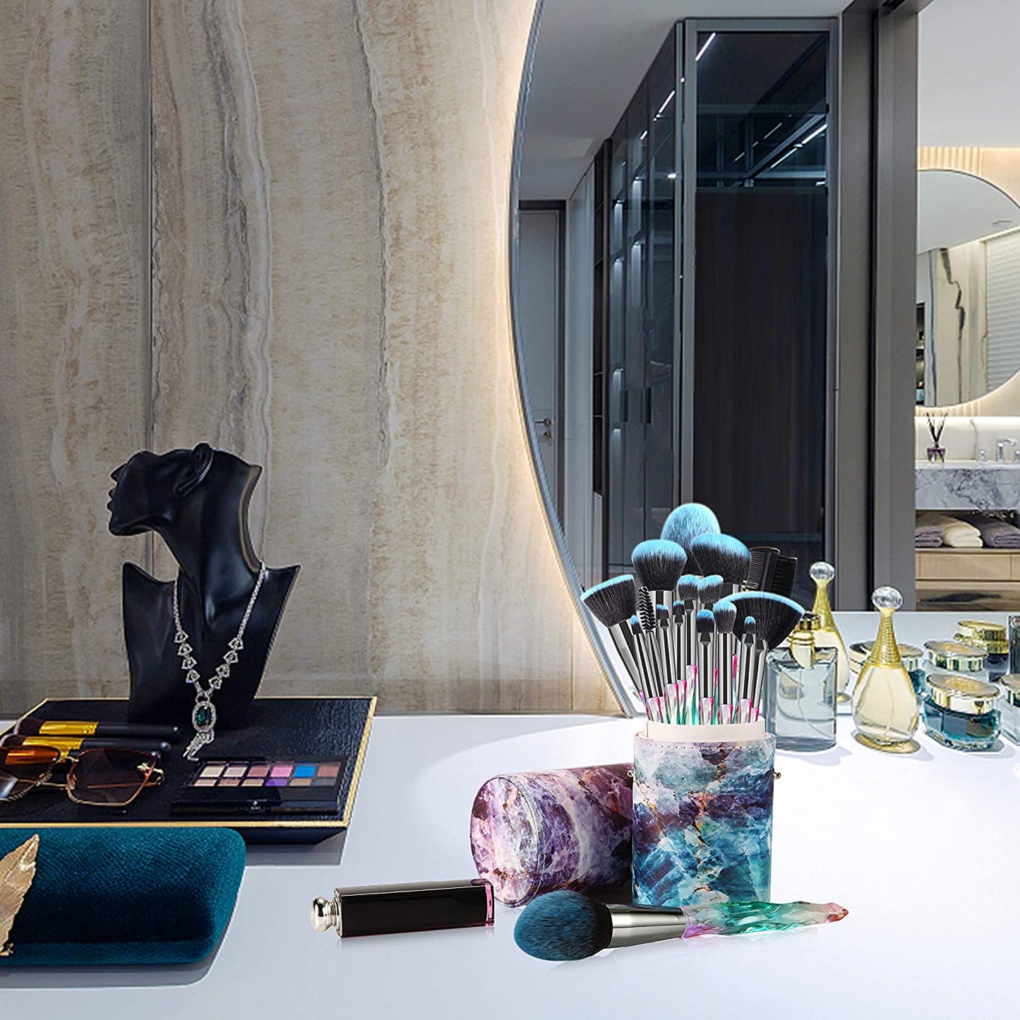 Pinselset Makeup  Make up Pinsel Set 15 Stück Premium Synthetische Borsten Kristallgriff Kabuki Foundation Gesicht Lippen Auge Professional Mit Sternengeschenkbox