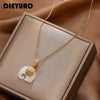 316L Stainless Steel Jade Elephant High Quality Pendant Necklace Woman Fashion Elegant Jewelry Accessories Gift for Mom